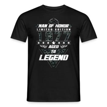 Man of Honor Year of Birth 1977 Camouflage Gift - Men's T-Shirt - black - Front - AI Model Male 178 light (178cm)