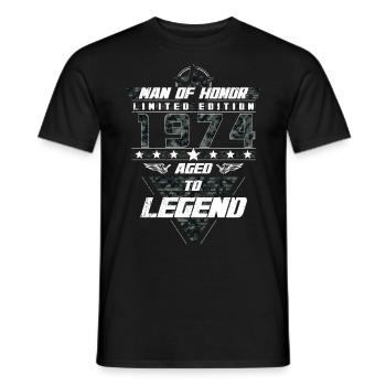 Homme d’honneur Année de naissance 1974 Cadeau de camouflage - T-shirt homme - noir - Devant - AI Model Male 178 light (178cm)