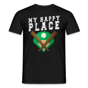 My Happy Place Ballpark Baseball - Men's T-Shirt - black - Front - AI Model Male 178 light (178cm)