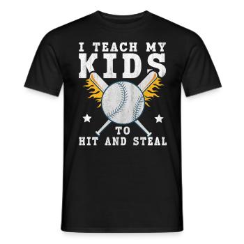 I Teach My Kids To Hit & Steal Baseball Dad - Männer T-Shirt - Schwarz - Vorne - AI Model Male 178 light (178cm)