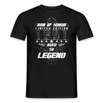 Homme d’honneur Année de naissance 1991 Cadeau de camouflage - T-shirt homme - noir - Devant - AI Model Male 178 light (178cm)
