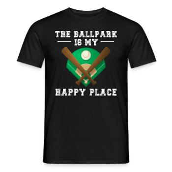 The Ballpark Is My Happy Place Baseball - Men's T-Shirt - black - Front - AI Model Male 178 light (178cm)