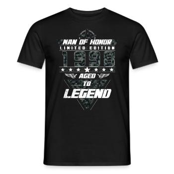 Homme d’honneur Année de naissance 1998 Cadeau de camouflage - T-shirt homme - noir - Devant - AI Model Male 178 light (178cm)