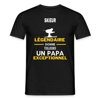 légendaire papa exceptionnel - humour skieur - T-shirt homme - noir - Devant - AI Model Male 178 light (178cm)