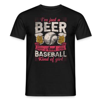 Je suis juste une bière et un baseball genre de fille de baseball - T-shirt homme - noir - Devant - AI Model Male 178 light (178cm)