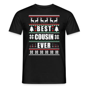 Funny Ugly Christmas Best Cousin Ever - Men's T-Shirt - black - Front - AI Model Male 178 light (178cm)