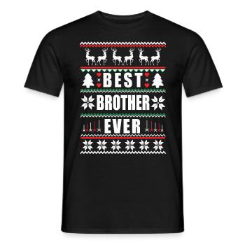 Funny Ugly Christmas Best Brother Ever - Men's T-Shirt - black - Front - AI Model Male 178 light (178cm)