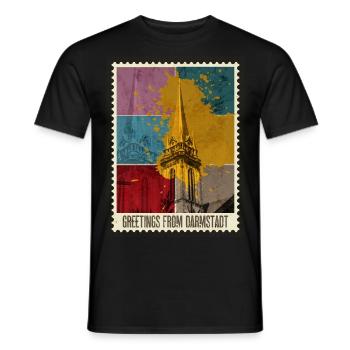 Darmstadt Germany City Skyline Stamp - Men's T-Shirt - black - Front - AI Model Male 178 light (178cm)