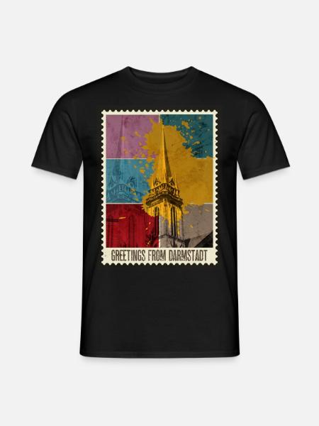Darmstadt Germany City Skyline Stamp - Men's T-Shirt - black