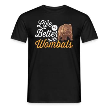 Leben ist besser mit Wombat Australien Beuteltier - Männer T-Shirt - Schwarz - Vorne - AI Model Male 178 light (178cm)