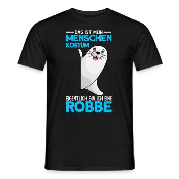Menschen Kostüm bin eine robbe - Seelöwe Seehund - Männer T-Shirt - Schwarz - Vorne - AI Model Male 178 light (178cm)