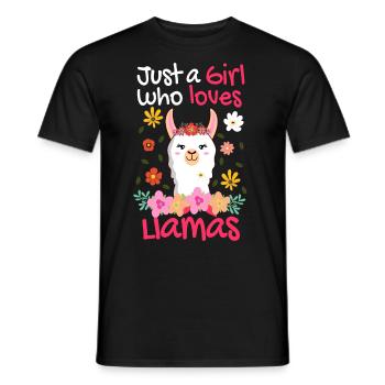 Juste une fille qui aime les lamas - cadeau alpaga - T-shirt homme - noir - Devant - AI Model Male 178 light (178cm)