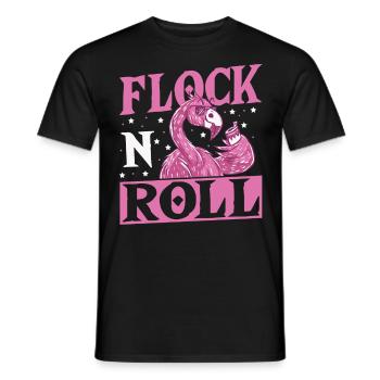 Flock n Roll Flamingo Rock and Roll - Männer T-Shirt - Schwarz - Vorne - AI Model Male 178 light (178cm)