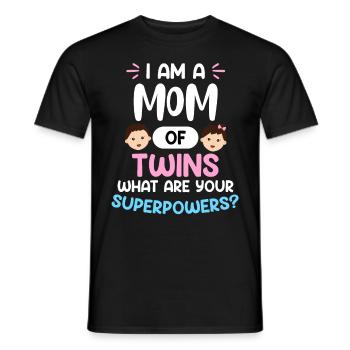 Zwillingsmama Mutter von Zwillingen Super Mama - Männer T-Shirt - Schwarz - Vorne - AI Model Male 178 light (178cm)
