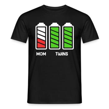 Twin mom Mother of 2 Pregnant with twins - Men's T-Shirt - black - Front - AI Model Male 178 light (178cm)