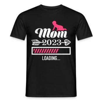 Mom 2023 loading Mother Pregnant Girl Mom - Men's T-Shirt - black - Front - AI Model Male 178 light (178cm)
