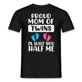 Mère de jumeaux Jeunes filles fière maman - T-shirt homme - noir - Devant - AI Model Male 178 light (178cm)