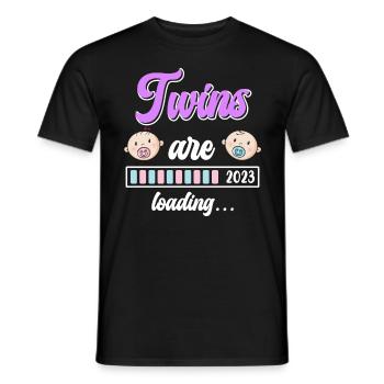 Twin Mom Twins loading Young Girls Mom - Men's T-Shirt - black - Front - AI Model Male 178 light (178cm)