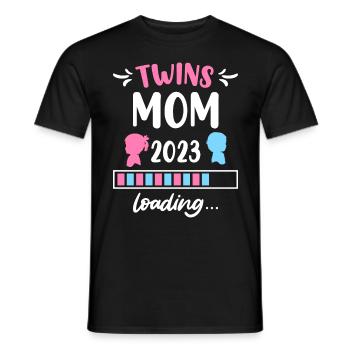 Twin Mom 2023 Twins loading Young Girls - Men's T-Shirt - black - Front - AI Model Male 178 light (178cm)