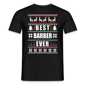 Drôle de Noël moche Meilleur barbier de tous les temps - T-shirt homme - noir - Devant - AI Model Male 178 light (178cm)