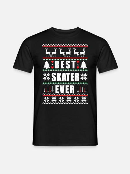 Funny Ugly Christmas Best Skater Ever - Männer T-Shirt - Schwarz