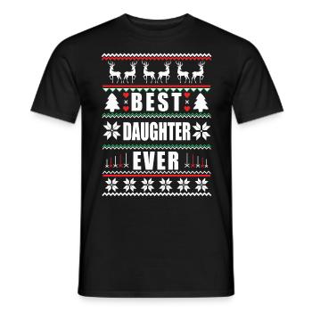 Funny Ugly Christmas Best Daughter Ever - Men's T-Shirt - black - Front - AI Model Male 178 light (178cm)
