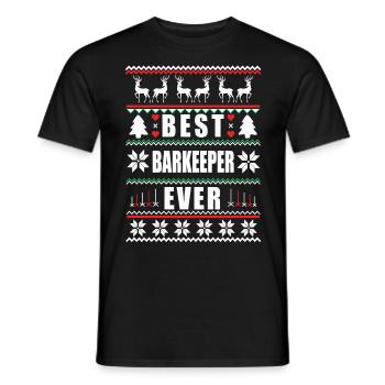 Funny Ugly Christmas Best Bartender Ever - Men's T-Shirt - black - Front - AI Model Male 178 light (178cm)