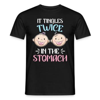 Tingling in the abdomen Mother of 2 twins in the abdomen - Men's T-Shirt - black - Front - AI Model Male 178 light (178cm)