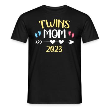 Maman jumelle 2023 Bébé enceinte de jumeaux - T-shirt homme - noir - Devant - AI Model Male 178 light (178cm)
