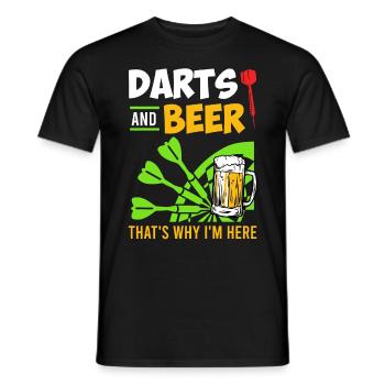 Fléchettes une bière, c’est pourquoi je suis ici - T-shirt homme - noir - Devant - AI Model Male 178 light (178cm)