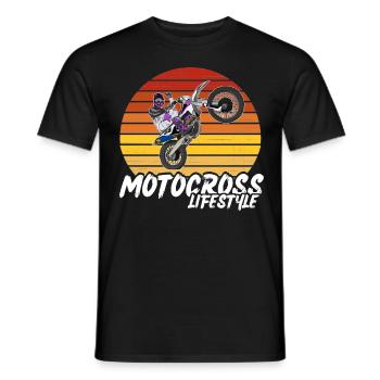 Motocross / Enduro / Freestyle mx / Dirtbike retro - Men's T-Shirt - black - Front - AI Model Male 178 light (178cm)