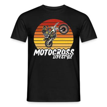 Motocross / Enduro / Freestyle mx / Dirtbike retro - Männer T-Shirt - Schwarz - Vorne - AI Model Male 178 light (178cm)
