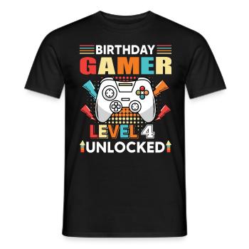 Birthday Gamer Level 4 Unlocked 4 Birthday - Men's T-Shirt - black - Front - AI Model Male 178 light (178cm)