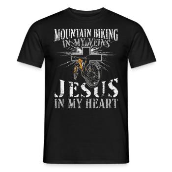 Enduro MTB Mountain Bike Riding - Men's T-Shirt - black - Front - AI Model Male 178 light (178cm)