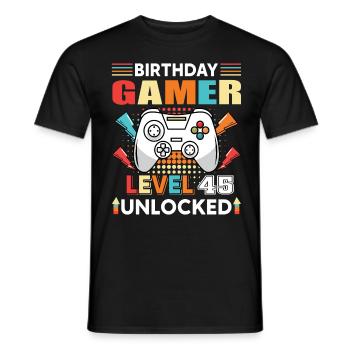 Birthday Gamer Level 45 Unlocked 45 Birthday - Men's T-Shirt - black - Front - AI Model Male 178 light (178cm)