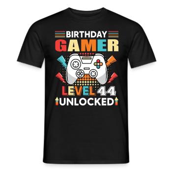 Birthday Gamer Level 44 Unlocked 44 Birthday - Men's T-Shirt - black - Front - AI Model Male 178 light (178cm)