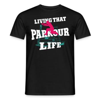 Parkour Free Running Traceur - Men's T-Shirt - black - Front - AI Model Male 178 light (178cm)