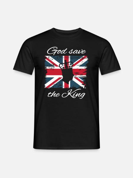 King Charles God save the King Union Jack Grunge - Men's T-Shirt - black