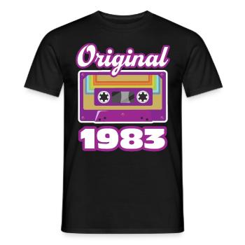 1983 Année de construction Année de naissance - T-shirt homme - noir - Devant - AI Model Male 178 light (178cm)