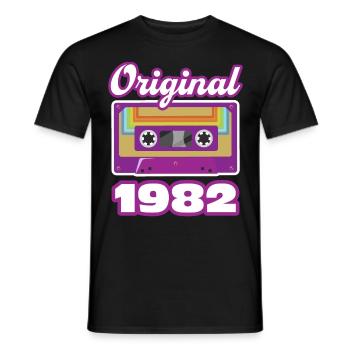 1982 Année de construction Année de naissance - T-shirt homme - noir - Devant - AI Model Male 178 light (178cm)