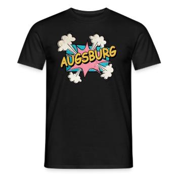 Augsburg Germany City Font Pop Art Comic - Men's T-Shirt - black - Front - AI Model Male 178 light (178cm)