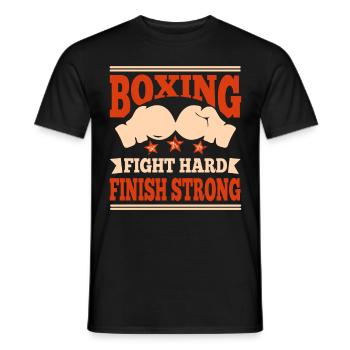 Boxing Fight Hard Finish Strong Boxing Gloves - Männer T-Shirt - Schwarz - Vorne - AI Model Male 178 light (178cm)