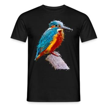 Hummingbird Bird Animal Art Watercolor Cartoon Colorful - Men's T-Shirt - black - Front - AI Model Male 178 light (178cm)