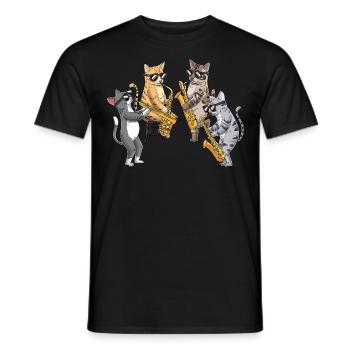 Cat joue saxophone saxophoniste Jazz Band - T-shirt homme - noir - Devant - AI Model Male 178 light (178cm)