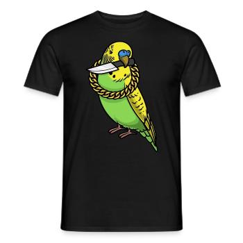 Perroquet Budgerigar Oiseau Avec Couteau - T-shirt homme - noir - Devant - AI Model Male 178 light (178cm)