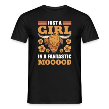 Juste une fille dans un fantastique bétail des Highlands Mooood - T-shirt homme - noir - Devant - AI Model Male 178 light (178cm)