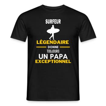 légendaire papa exceptionnel - humour surfeur - T-shirt homme - noir - Devant - AI Model Male 178 light (178cm)