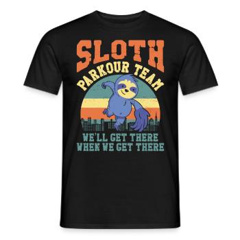 Parkour Free Running Traceur Sloth - Men's T-Shirt - black - Front - AI Model Male 178 light (178cm)