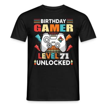 Birthday Gamer Level 71 Unlocked 71 - Men's T-Shirt - black - Front - AI Model Male 178 light (178cm)