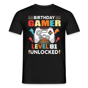 Anniversaire Gamer Niveau 81 Débloqué 81 - T-shirt homme - noir - Devant - AI Model Male 178 light (178cm)